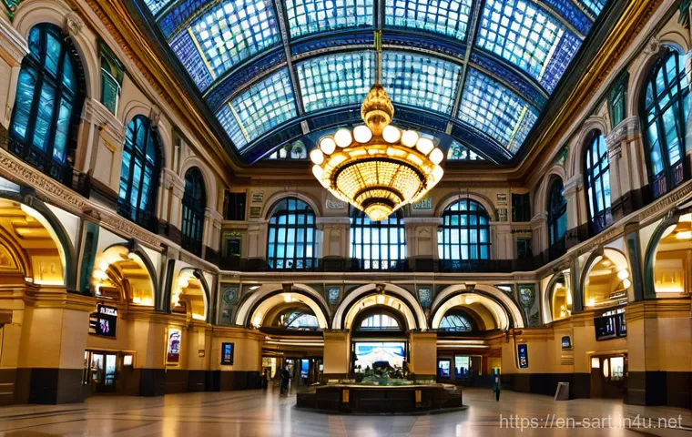 지하철 아트와 환경 디자인 - **Prompt:** A vibrant, cavernous subway station in the style of Stockholm's T-Centralen, with natura...